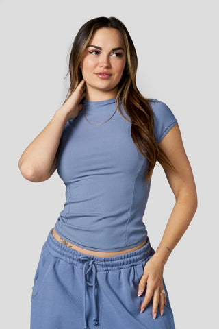 W4270 Ribbed Mock Neck Tee