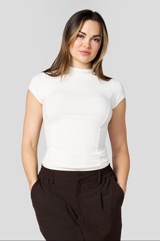 W4270 Ribbed Mock Neck Tee